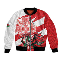 Wales Celtic Cross Bomber Jacket Cymru Am Byth Red Version - Wonder Print Shop