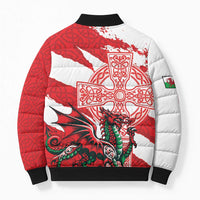 Wales Celtic Cross Bomber Puffer Jacket Cymru Am Byth Red Version - Wonder Print Shop