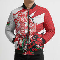 Wales Celtic Cross Bomber Puffer Jacket Cymru Am Byth Red Version - Wonder Print Shop