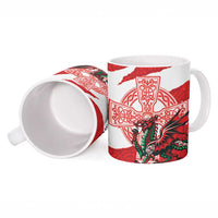 Wales Celtic Cross Ceramic Mug Cymru Am Byth Red Version - Wonder Print Shop