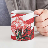 Wales Celtic Cross Ceramic Mug Cymru Am Byth Red Version - Wonder Print Shop