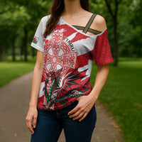 Wales Celtic Cross Cross Shoulder Shirt Cymru Am Byth Red Version - Wonder Print Shop
