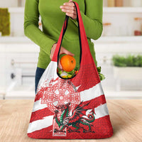 Wales Celtic Cross Grocery Bag Cymru Am Byth Red Version - Wonder Print Shop