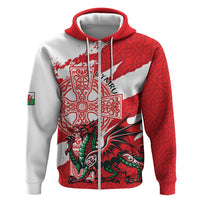 Wales Celtic Cross Hoodie Cymru Am Byth Red Version - Wonder Print Shop