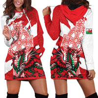 Wales Celtic Cross Hoodie Dress Cymru Am Byth Red Version - Wonder Print Shop