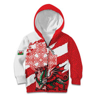 Wales Celtic Cross Kid Hoodie Cymru Am Byth Red Version - Wonder Print Shop