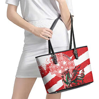 Wales Celtic Cross Leather Tote Bag Cymru Am Byth Red Version - Wonder Print Shop