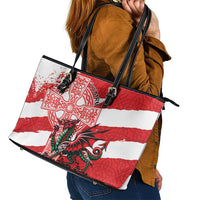 Wales Celtic Cross Leather Tote Bag Cymru Am Byth Red Version - Wonder Print Shop