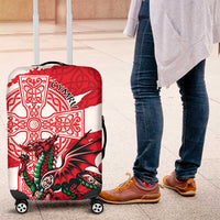 Wales Celtic Cross Luggage Cover Cymru Am Byth Red Version - Wonder Print Shop