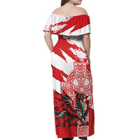 Wales Celtic Cross Off Shoulder Maxi Dress Cymru Am Byth Red Version - Wonder Print Shop