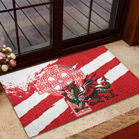 Wales Celtic Cross Rubber Doormat Cymru Am Byth Red Version - Wonder Print Shop