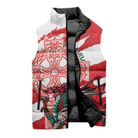 Wales Celtic Cross Sleeveless Puffer Jacket Cymru Am Byth Red Version - Wonder Print Shop