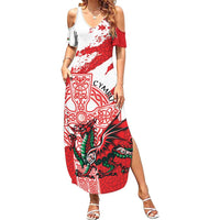Wales Celtic Cross Summer Maxi Dress Cymru Am Byth Red Version - Wonder Print Shop