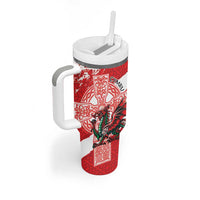 Wales Celtic Cross Tumbler With Handle Cymru Am Byth Red Version - Wonder Print Shop