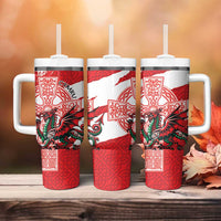 Wales Celtic Cross Tumbler With Handle Cymru Am Byth Red Version - Wonder Print Shop