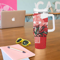 Wales Celtic Cross Tumbler With Handle Cymru Am Byth Red Version - Wonder Print Shop