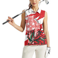 Wales Celtic Cross Women Sleeveless Polo Shirt Cymru Am Byth Red Version - Wonder Print Shop