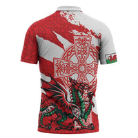 Wales Celtic Cross Zipper Polo Shirt Cymru Am Byth Red Version - Wonder Print Shop