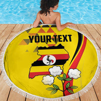 Personalized Uganda Independence Day Beach Blanket Grey Crowned Crane Bird - Wonder Print Shop