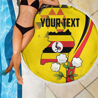 Personalized Uganda Independence Day Beach Blanket Grey Crowned Crane Bird - Wonder Print Shop