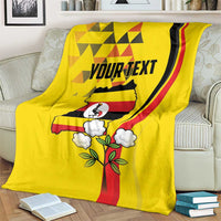 Personalized Uganda Independence Day Blanket Grey Crowned Crane Bird