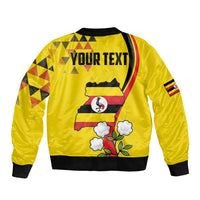 Personalized Uganda Independence Day Bomber Jacket Grey Crowned Crane Bird - Wonder Print Shop