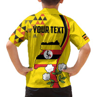 Personalized Uganda Independence Day Family Matching Off Shoulder Short Dress and Hawaiian Shirt Grey Crowned Crane Bird - Wonder Print Shop