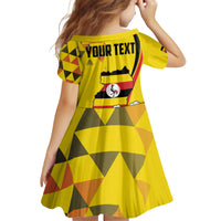 Personalized Uganda Independence Day Family Matching Off Shoulder Short Dress and Hawaiian Shirt Grey Crowned Crane Bird - Wonder Print Shop