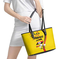 Personalized Uganda Independence Day Leather Tote Bag Grey Crowned Crane Bird - Wonder Print Shop