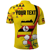 Personalized Uganda Independence Day Polo Shirt Grey Crowned Crane Bird - Wonder Print Shop