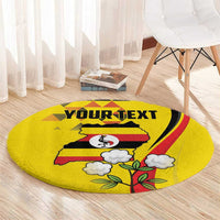 Personalized Uganda Independence Day Round Carpet Grey Crowned Crane Bird