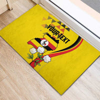 Personalized Uganda Independence Day Rubber Doormat Grey Crowned Crane Bird - Wonder Print Shop