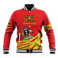 Custom Uganda Independence Day 1962 Baseball Jacket Coat Of Arms With Kente Patterns - Wonder Print Shop