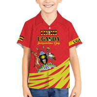 Custom Uganda Independence Day 1962 Family Matching Summer Maxi Dress and Hawaiian Shirt Coat Of Arms With Kente Patterns - Wonder Print Shop