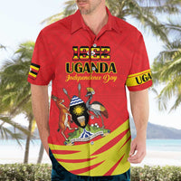 Custom Uganda Independence Day 1962 Hawaiian Shirt Coat Of Arms With Kente Patterns - Wonder Print Shop