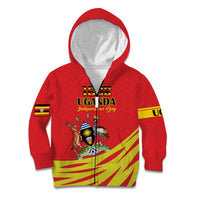 Custom Uganda Independence Day 1962 Kid Hoodie Coat Of Arms With Kente Patterns - Wonder Print Shop