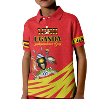 Custom Uganda Independence Day 1962 Kid Polo Shirt Coat Of Arms With Kente Patterns - Wonder Print Shop