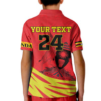 Custom Uganda Independence Day 1962 Kid Polo Shirt Coat Of Arms With Kente Patterns - Wonder Print Shop