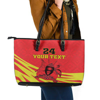 Custom Uganda Independence Day 1962 Leather Tote Bag Coat Of Arms With Kente Patterns - Wonder Print Shop