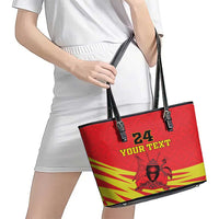 Custom Uganda Independence Day 1962 Leather Tote Bag Coat Of Arms With Kente Patterns - Wonder Print Shop