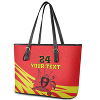 Custom Uganda Independence Day 1962 Leather Tote Bag Coat Of Arms With Kente Patterns - Wonder Print Shop