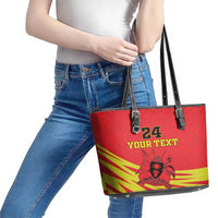 Custom Uganda Independence Day 1962 Leather Tote Bag Coat Of Arms With Kente Patterns - Wonder Print Shop