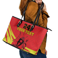 Custom Uganda Independence Day 1962 Leather Tote Bag Coat Of Arms With Kente Patterns - Wonder Print Shop