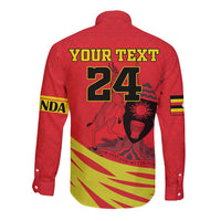 Custom Uganda Independence Day 1962 Long Sleeve Button Shirt Coat Of Arms With Kente Patterns - Wonder Print Shop