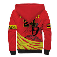 Custom Uganda Independence Day 1962 Sherpa Hoodie Coat Of Arms With Kente Patterns - Wonder Print Shop