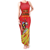 Custom Uganda Independence Day 1962 Tank Maxi Dress Coat Of Arms With Kente Patterns - Wonder Print Shop