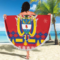 Colombia Christmas Beach Blanket Libertad y Orden With Feliz Navidad - Wonder Print Shop