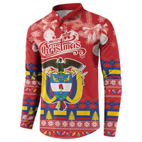 Colombia Christmas Button Sweatshirt Libertad y Orden With Feliz Navidad - Wonder Print Shop