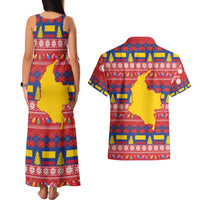 Colombia Christmas Couples Matching Tank Maxi Dress and Hawaiian Shirt Libertad y Orden With Feliz Navidad - Wonder Print Shop