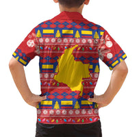 Colombia Christmas Family Matching Off Shoulder Maxi Dress and Hawaiian Shirt Libertad y Orden With Feliz Navidad - Wonder Print Shop